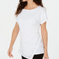JM Collection Top feminino com babados e amarração lateral, branco, tamanho grande