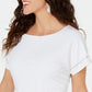 JM Collection Top feminino com babados e amarração lateral, branco, tamanho grande