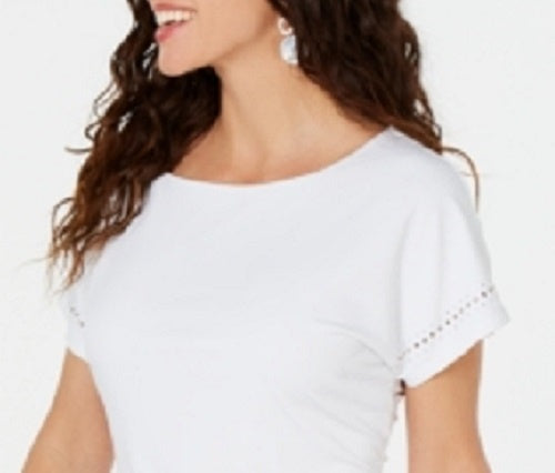 JM Collection Top feminino com babados e amarração lateral, branco, tamanho grande