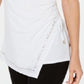 JM Collection Top feminino com babados e amarração lateral, branco, tamanho grande