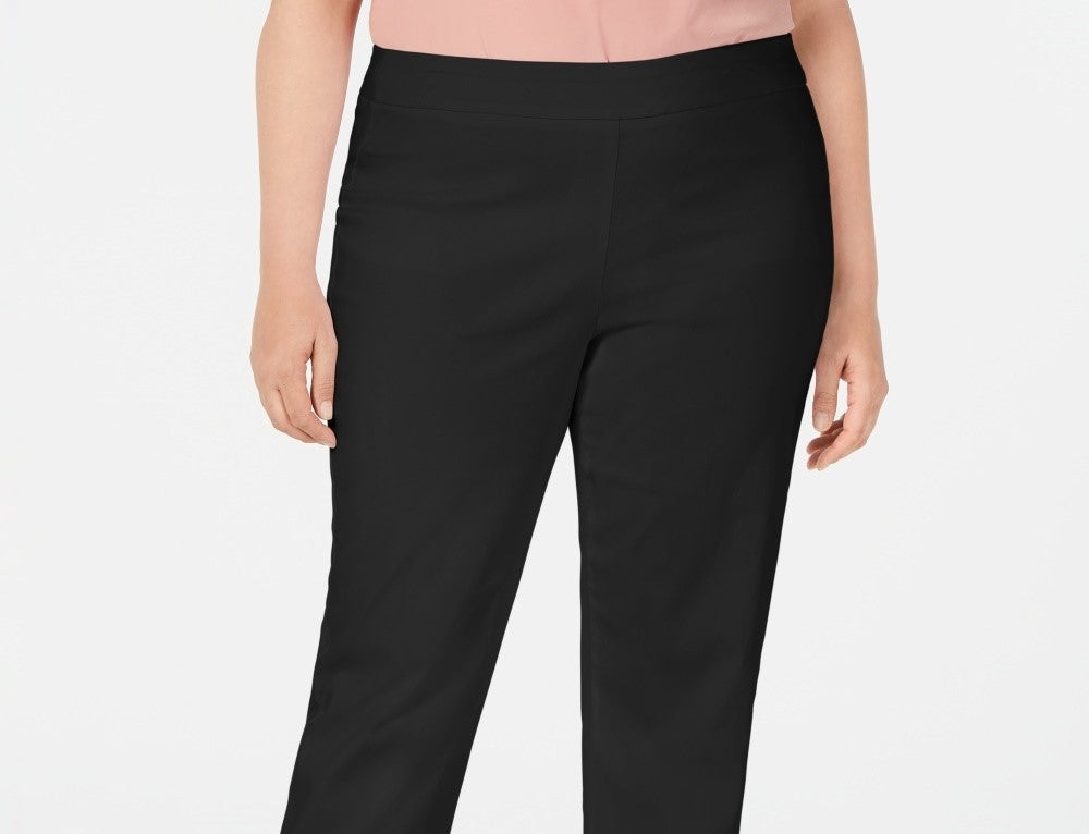 Calça feminina plus size com tachas no tornozelo, preta, tamanho pequeno e pequeno