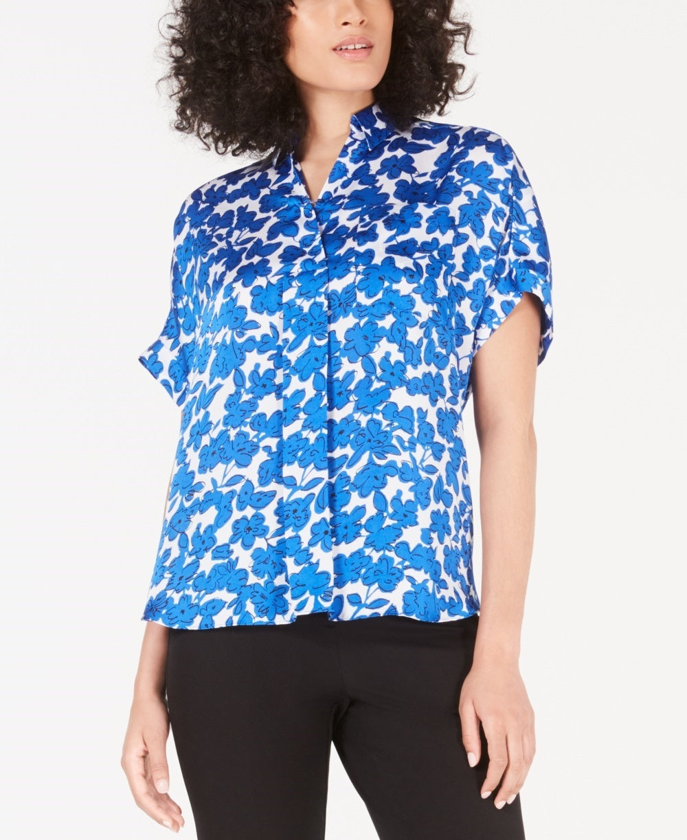 Blusa Alfani Feminina Estampa Floral Azul Marinho Tamanho X-G