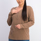 Karen Scott Top Henley de Algodão Feminino Bege Cáqui Tamanho P