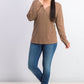 Karen Scott Top Henley de Algodão Feminino Bege Cáqui Tamanho P