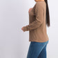 Karen Scott Top Henley de Algodão Feminino Bege Cáqui Tamanho P
