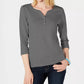 Karen Scott Top Henley de Algodão Feminino Verde Tamanho X-S