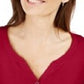 Camisa Henley de algodão feminina Karen Scott, vermelha, tamanho pequeno médio