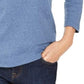 Blusa feminina Karen Scott de algodão com decote em V e acabamento em botões, azul, tamanho grande