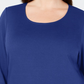 Karen Scott Blusa feminina plus size de algodão com decote redondo, azul, tamanho 0X