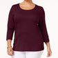 Karen Scott Blusa Feminina Plus Size Algodão Gola Redonda Tamanho 0X
