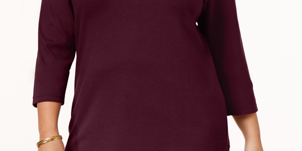 Karen Scott Blusa Feminina Plus Size Algodão Gola Redonda Tamanho 0X