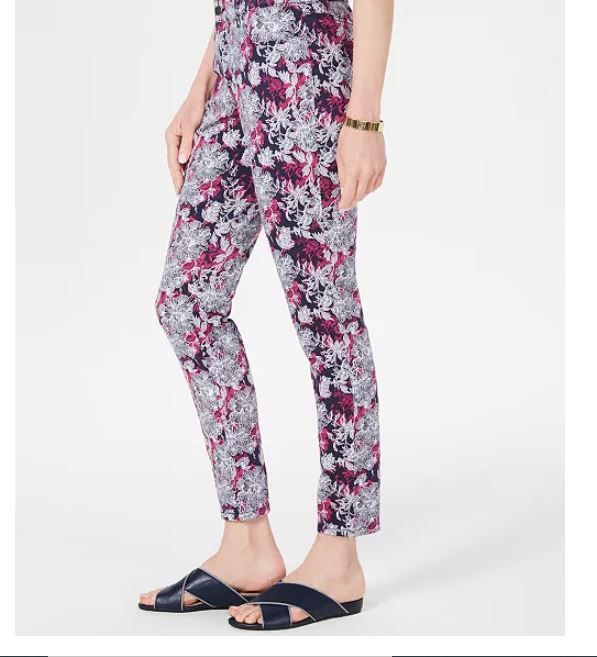 Calça jeans feminina estampada com controle de barriga Charter Club, azul, tamanho 14, pequena