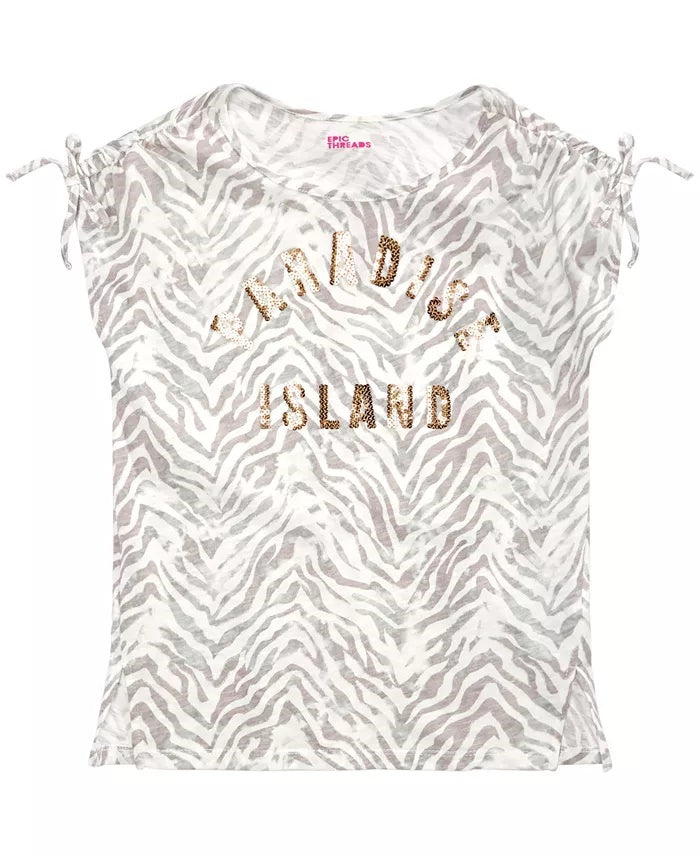 Camiseta Epic Threads Big Girls Paradise Island tamanho natural pequeno