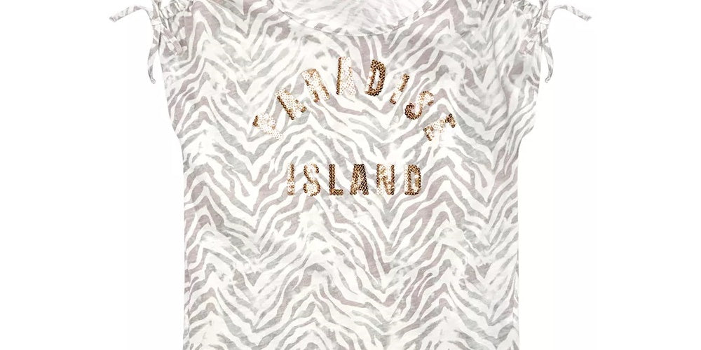 Camiseta Epic Threads Big Girls Paradise Island tamanho natural pequeno