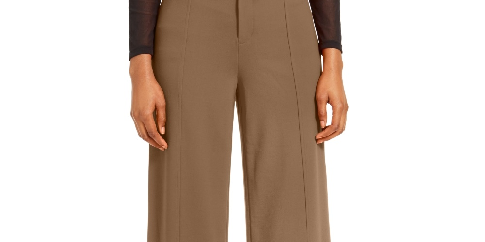 Calça feminina INC International Concepts com cinto lateral e perna larga, marrom, tamanho 2
