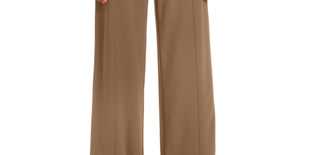 Calça feminina INC International Concepts com cinto lateral e perna larga, marrom, tamanho 2