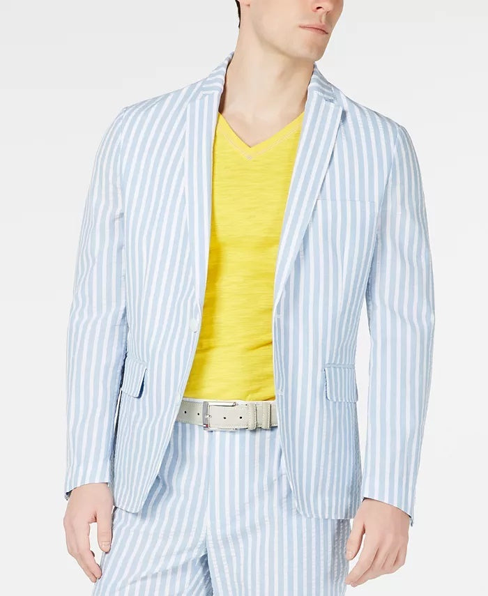 Blazer masculino slim fit com estampa de seersucker da INC International Concepts, tamanho X-S