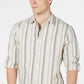 Camisa listrada masculina com botões Francis da INC International Concepts, bege-cáqui, tamanho extra pequeno