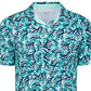 Camisa polo masculina Attack Life By Greg Norman com estampa coral, azul, tamanho médio