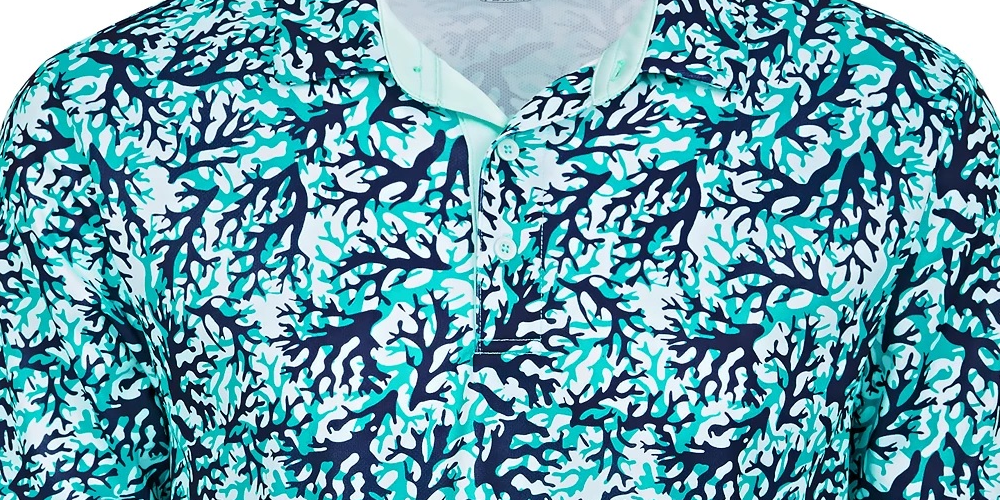 Camisa polo masculina Attack Life com estampa coral, azul, tamanho extragrande