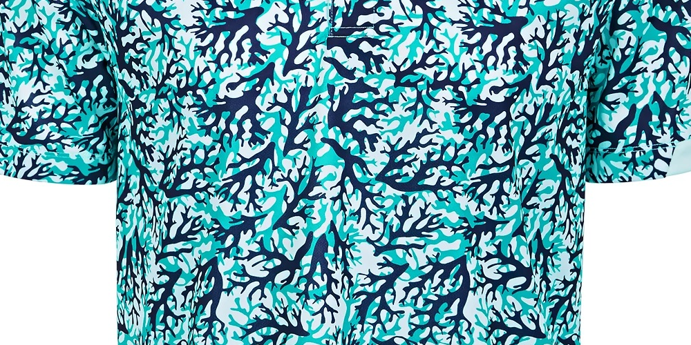 Camisa polo masculina Attack Life com estampa coral, azul, tamanho extragrande