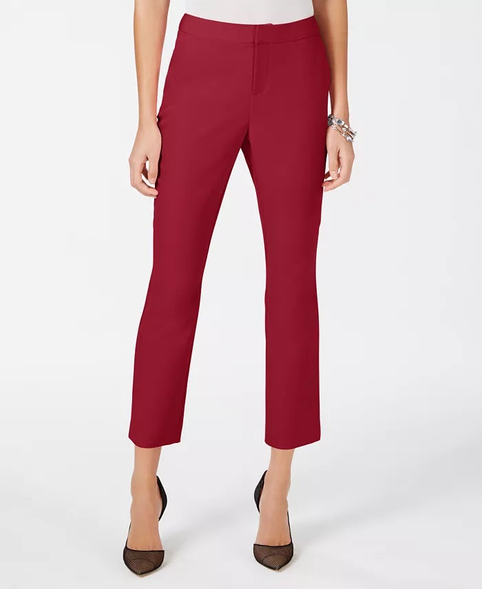 Calça feminina cropped reta INC International Concepts vermelha tamanho 18