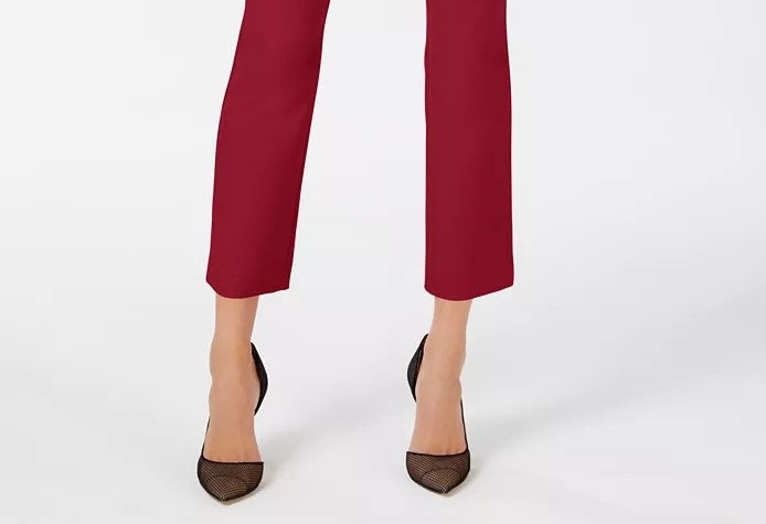 Calça feminina cropped reta INC International Concepts vermelha tamanho 18