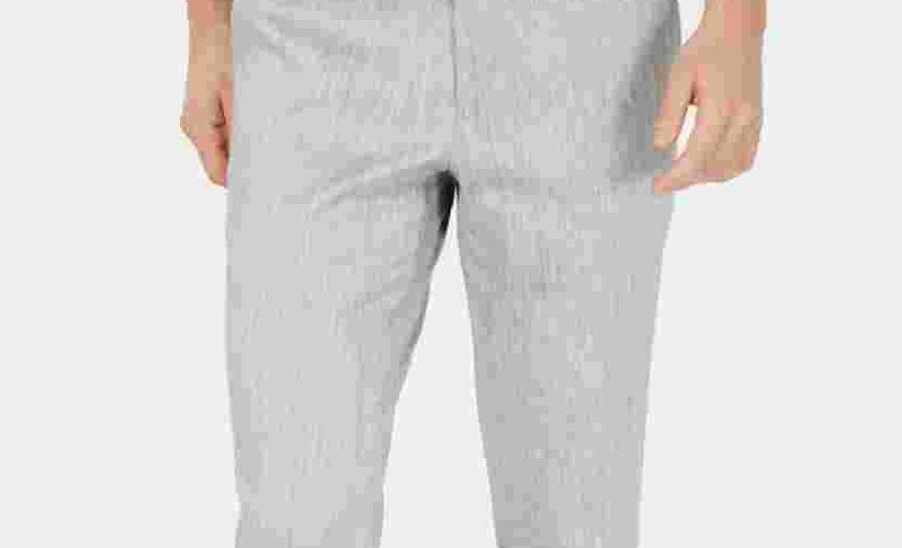 Calças de linho elásticas Alfani masculinas em espinha de peixe, bege, tamanho 34x30