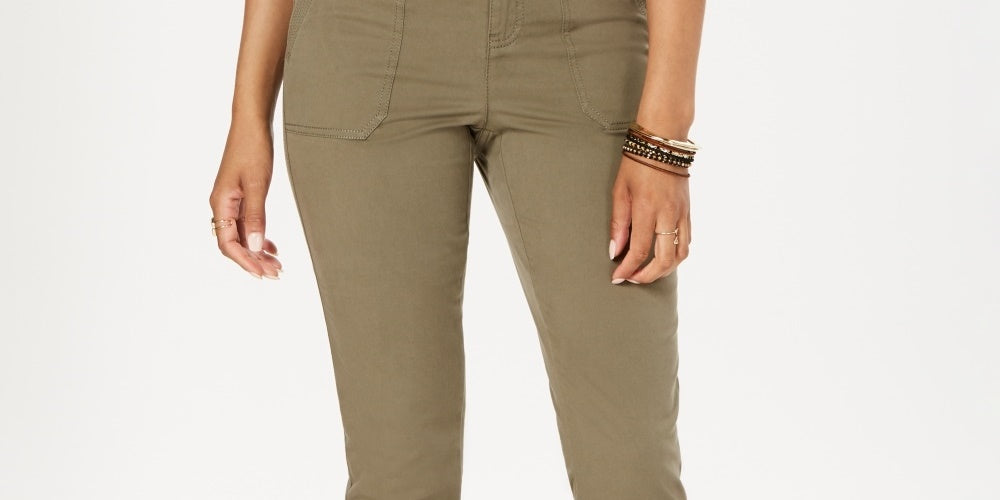 Calça Capri Feminina Petite Utility com Bolso, Verde, Tamanho 10P