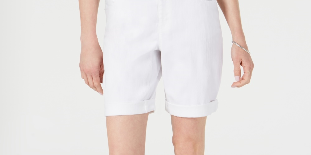 Bermuda jeans feminina INC International Concepts, branca, tamanho 8