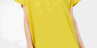 Blusa feminina texturizada com decote em V, tamanho grande, dourada, da Alfani