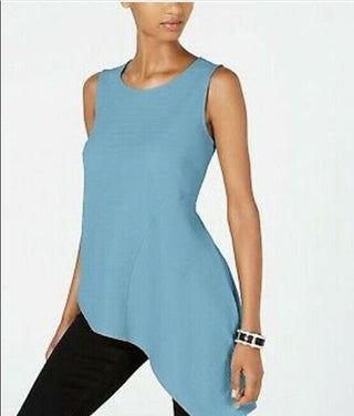 Top Alfani Feminino com Bainha Assimétrica Azul Tamanho Pequeno Médio