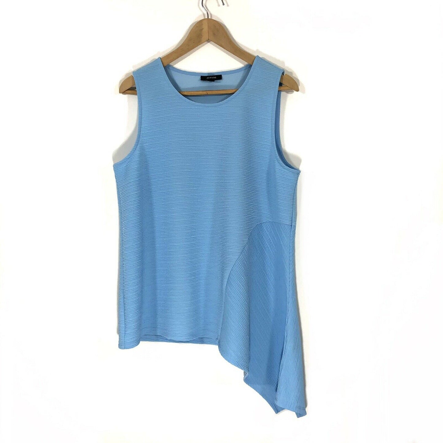 Blusa feminina Alfani com bainha assimétrica, azul, tamanho pequeno e pequeno