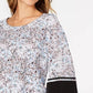 Blusa poncho estampada feminina Alfani, tamanho azul marinho, pequena e média