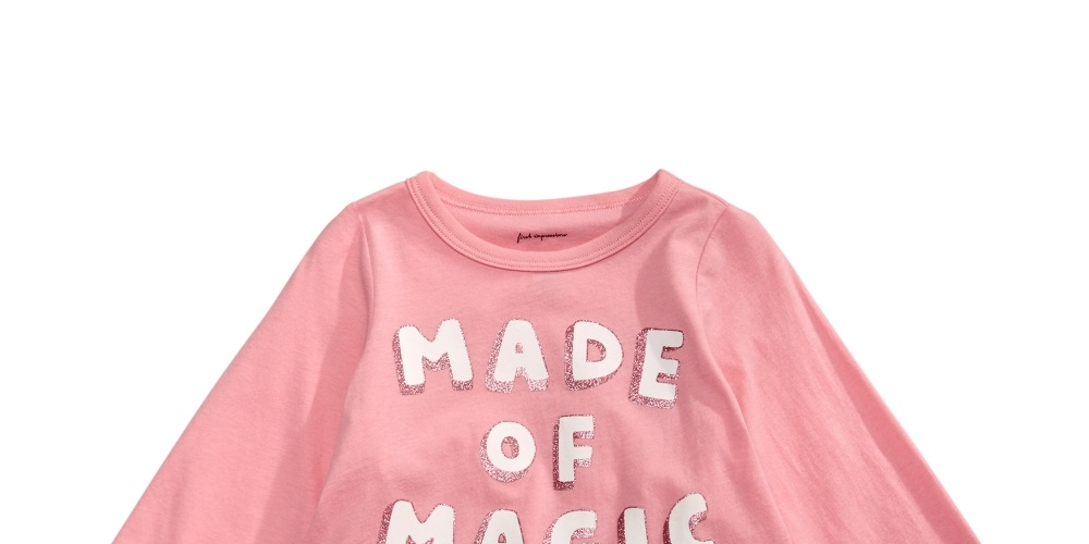 Camiseta infantil de algodão manga comprida com peplum e bainha rosa tamanho 3T First Impressions
