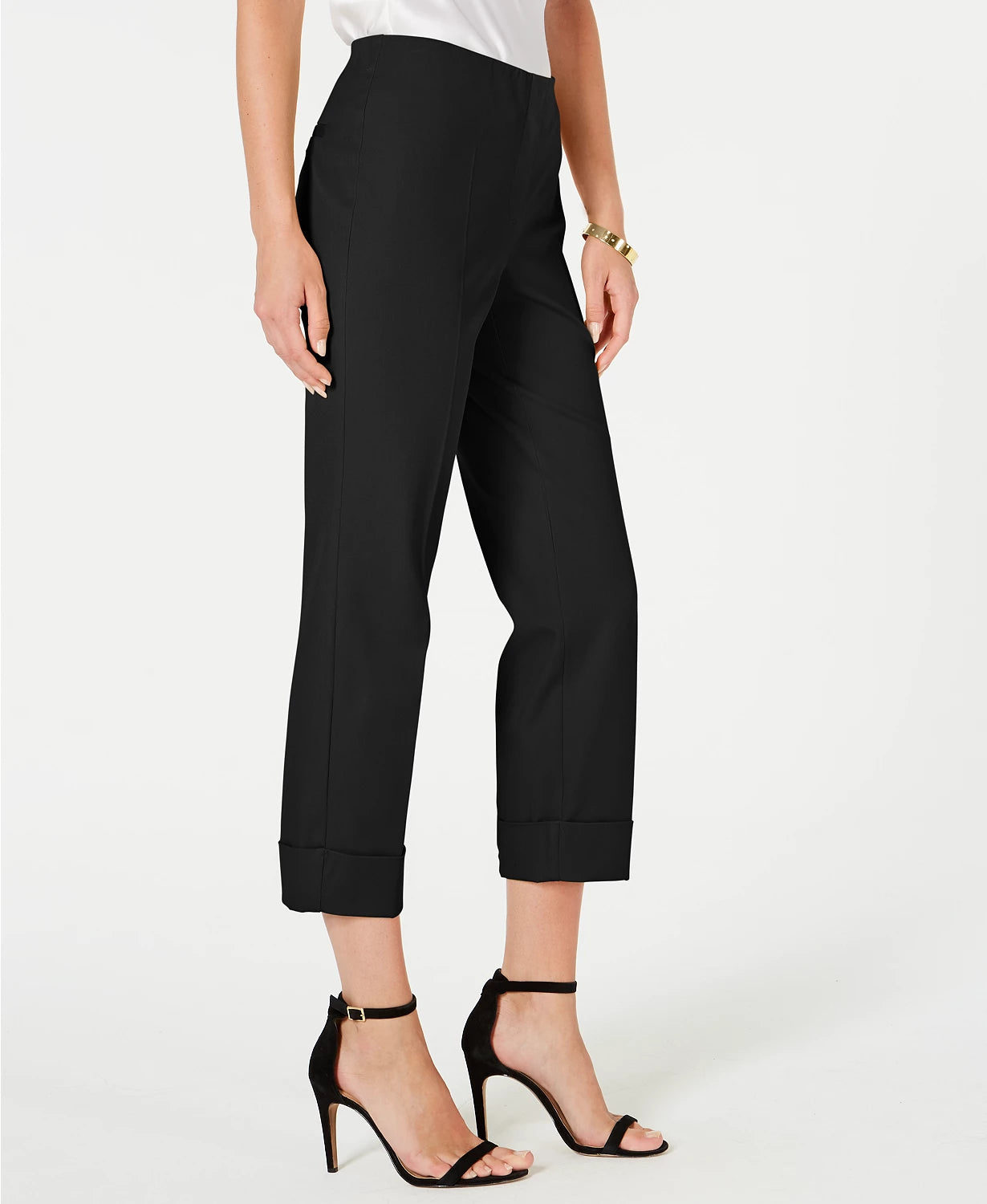 Calça Alfani Feminina Cuffed Hem Ankle Preta Tamanho 8 Petite