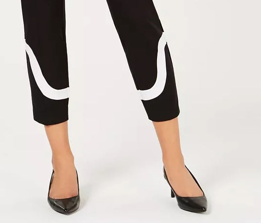 Calça Alfani Feminina Colorblocked Preta Tamanho 6 Petite