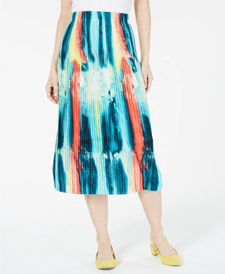 Saia midi com pregas em formato de faca Alfani feminina, azul marinho, tamanho extragrande