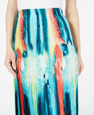 Saia midi com pregas em formato de faca Alfani feminina, azul marinho, tamanho extragrande