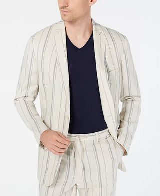 Blazer listrado slim fit masculino INC International Concepts, bege, tamanho pequeno