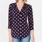 Blusa feminina estampada Charter Club com manga 3/4, azul, tamanho P