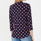 Blusa feminina estampada Charter Club com manga 3/4, azul, tamanho P