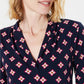 Blusa feminina estampada Charter Club com manga 3/4, azul, tamanho P