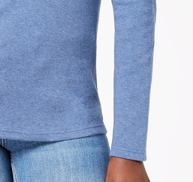 Blusa feminina Karen Scott de algodão com decote redondo, azul, tamanho grande