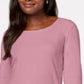 Karen Scott Blusa de algodão com decote redondo feminina, rosa escuro, tamanho médio