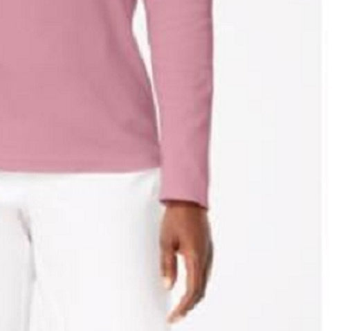 Karen Scott Blusa de algodão com decote redondo feminina, rosa escuro, tamanho médio