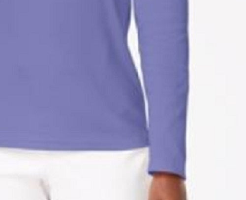 Karen Scott Blusa de algodão com decote redondo feminina, roxa, tamanho médio