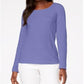 Karen Scott Blusa feminina de algodão com decote redondo, roxa, tamanho extragrande