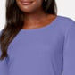 Karen Scott Blusa feminina de algodão com decote redondo, roxa, tamanho extragrande