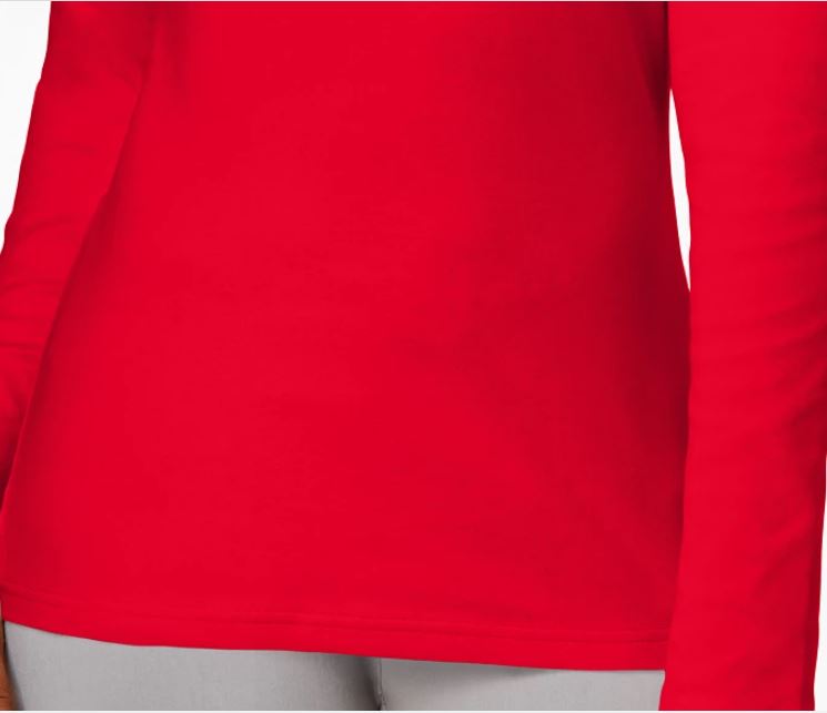 Karen Scott Blusa de algodão com gola alta e manga comprida feminina, vermelha, tamanho pequeno médio
